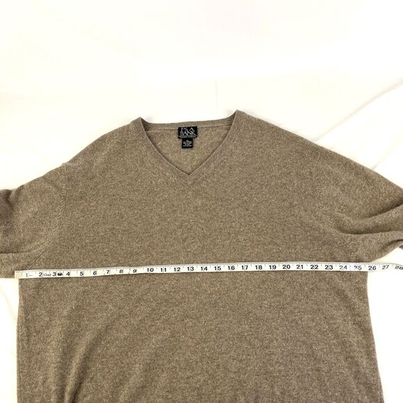 Mens Jos. A. Bank 100% Cashmere V-Neck Sweater Size XL Beige - Picture 3 of 8
